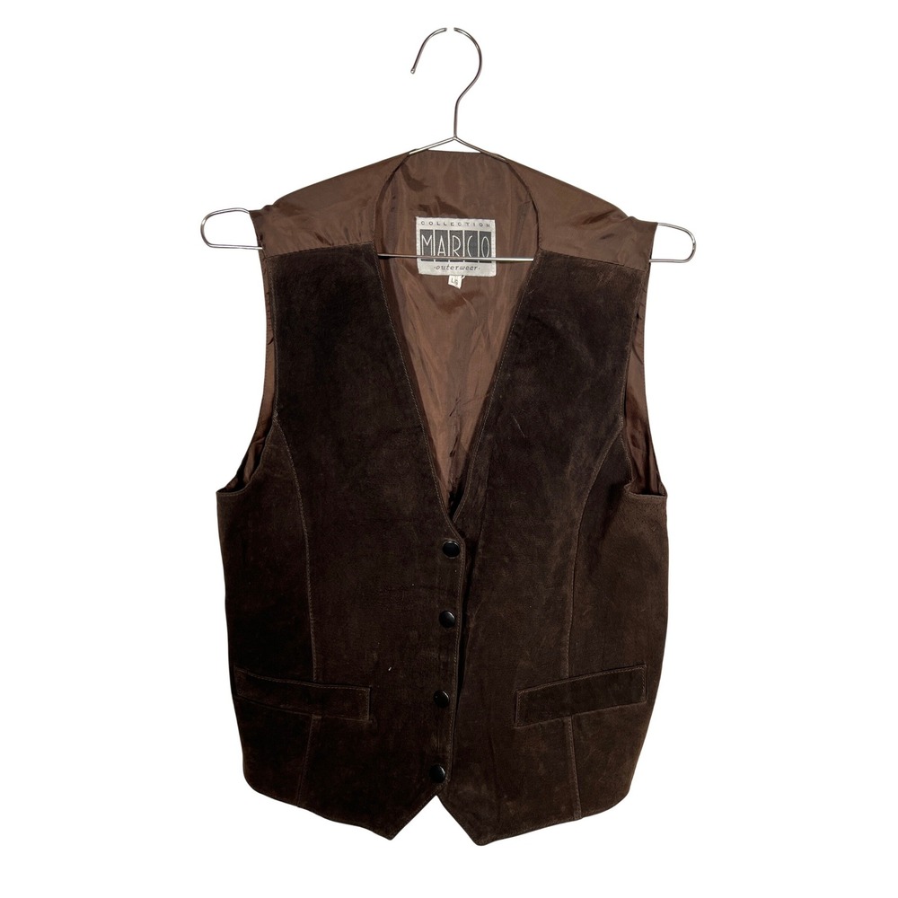 Vintage Brown Suede Vest Marco Button Front Western Boho Academia Retro Large